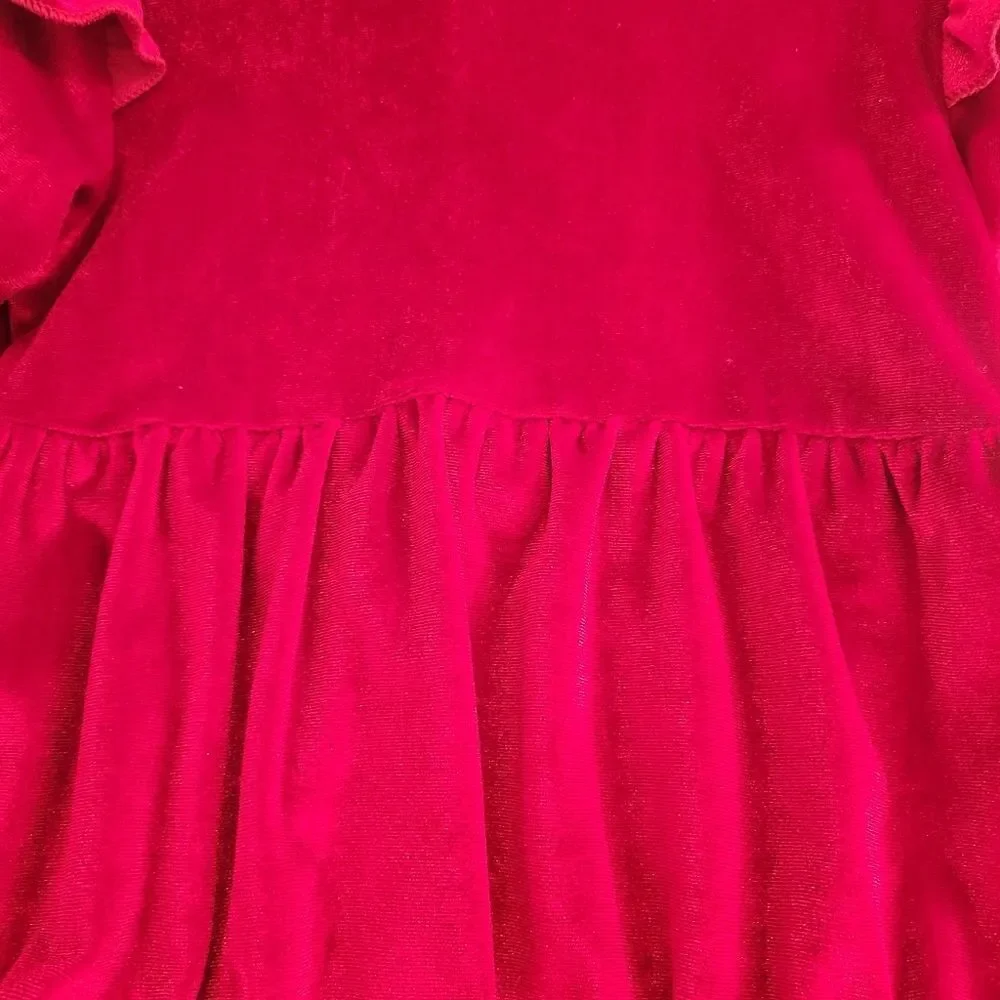 NWOT Red Cranberry Candy Apple Velvet Long Sleeve Bubble Romper Girls 18-24M